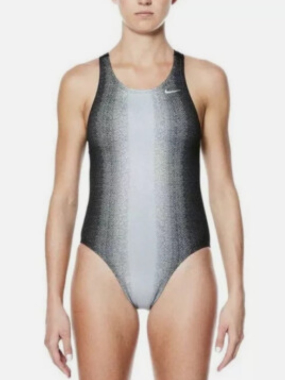 Nike Women’s Fade Sting Fastback womens Swimsuit size 8 swim black gray